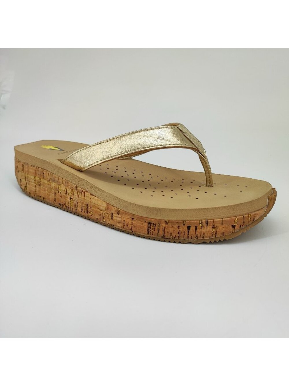 Volatile Trailblazer Women's Size 9 US Sandals Leather Gold Metallic Thong FD